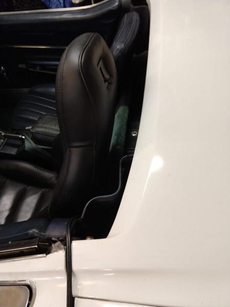 C6 seat in a C3 corvette, with a focus on space behind the seat and the rear deck, which is more than adequate for the task at hand.