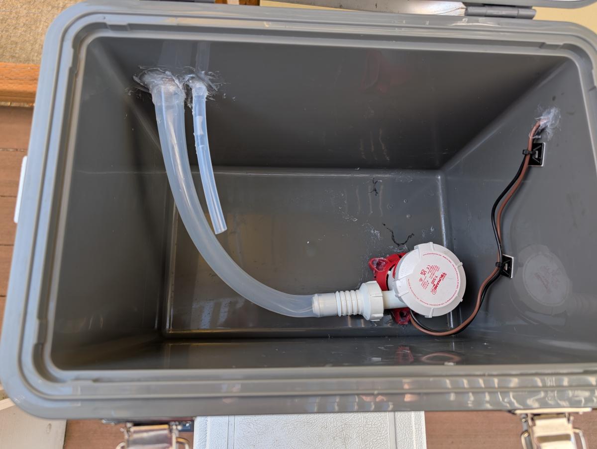 A shot of the inside of our DIY cool shirt cooler.