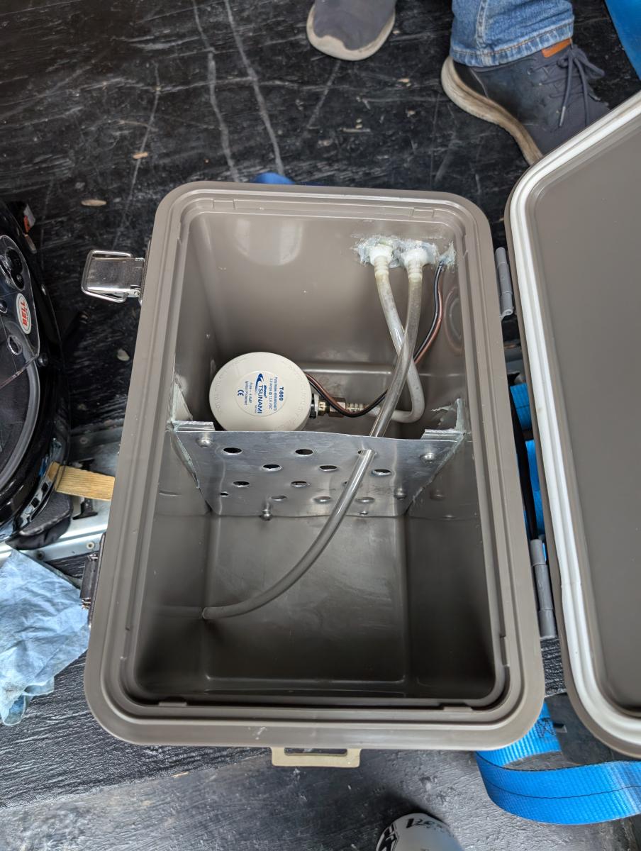 An example of a friends DIY cool suit cooler where he added aluminum to help keep the ice from damaging things when sloshing around in the cooler