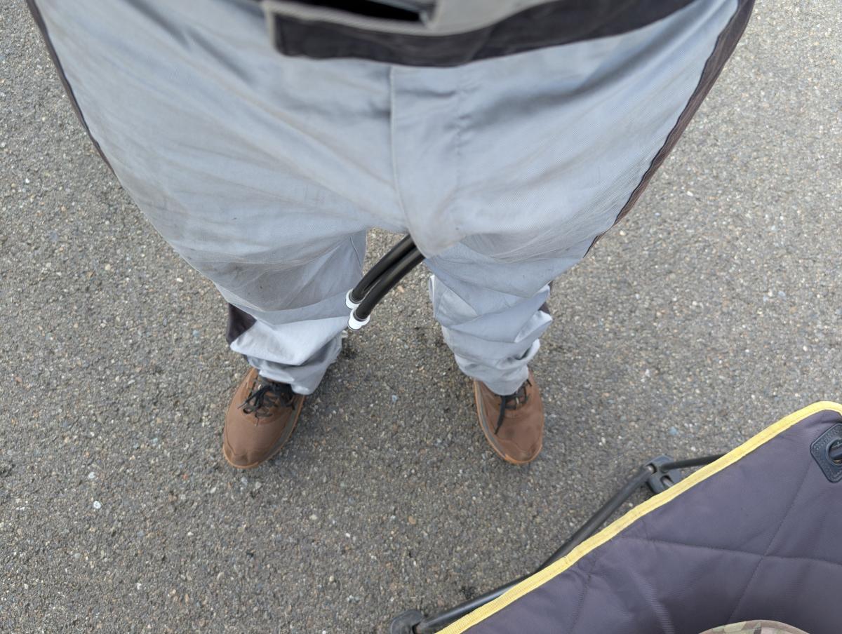 An example of where the hoses from the cool shirt exit your race suit. It's right out the bottom of the zipper, aka the crotch. It's not the most dignified look but sometimes you just gotta stay cool!