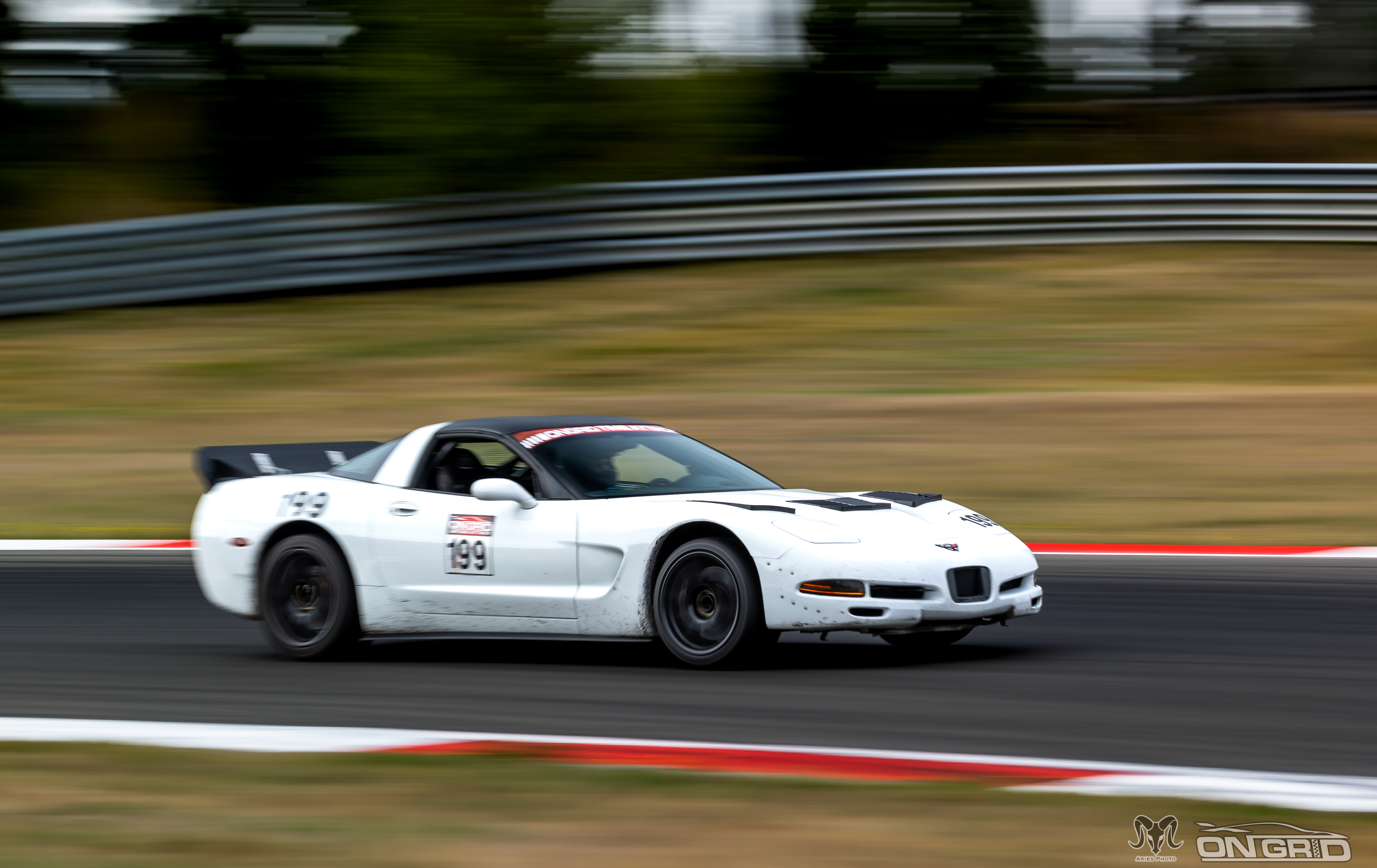 White #199 C5 Corvette at the Ridge