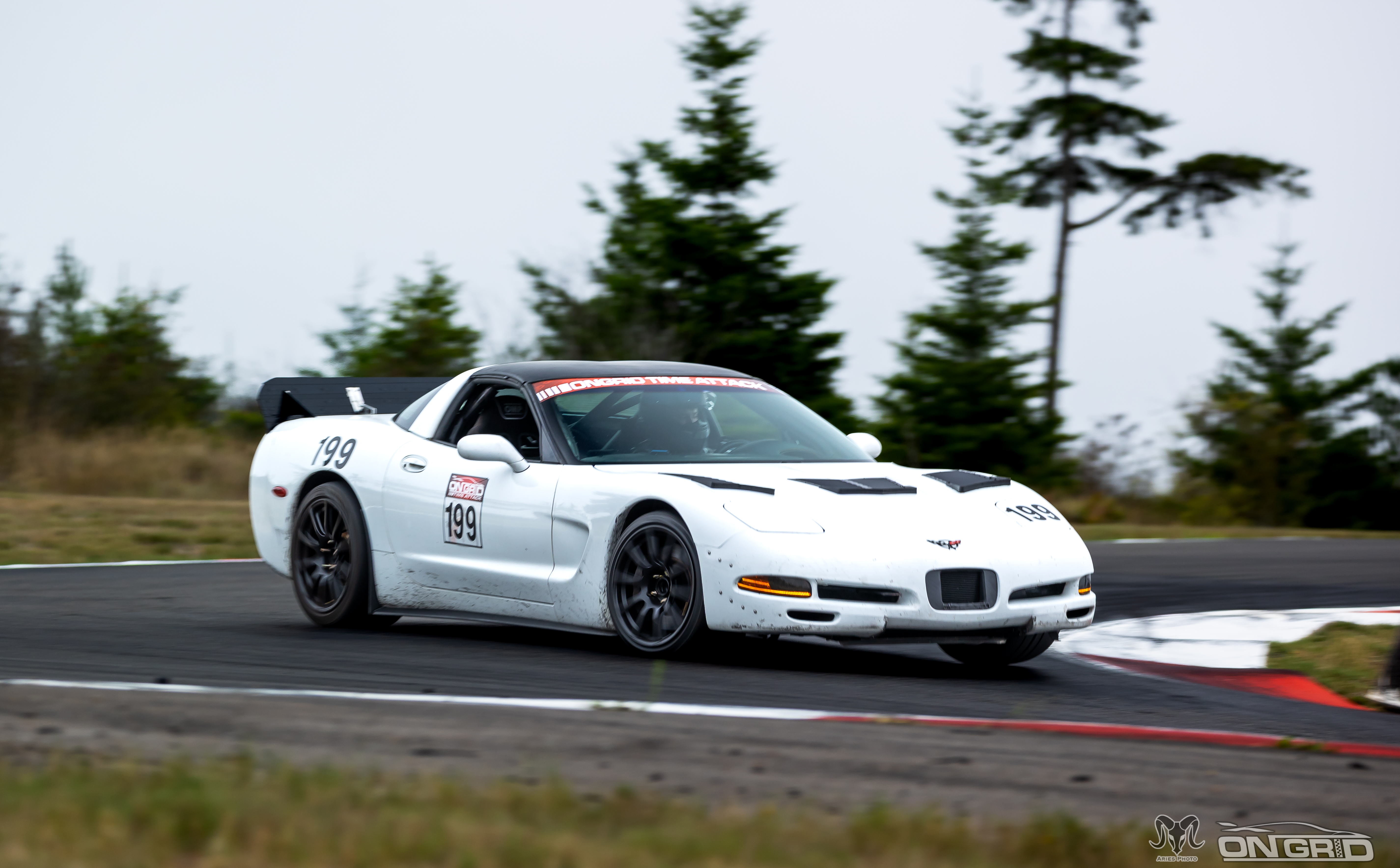 White C5 Corvette at the ridge mid corner