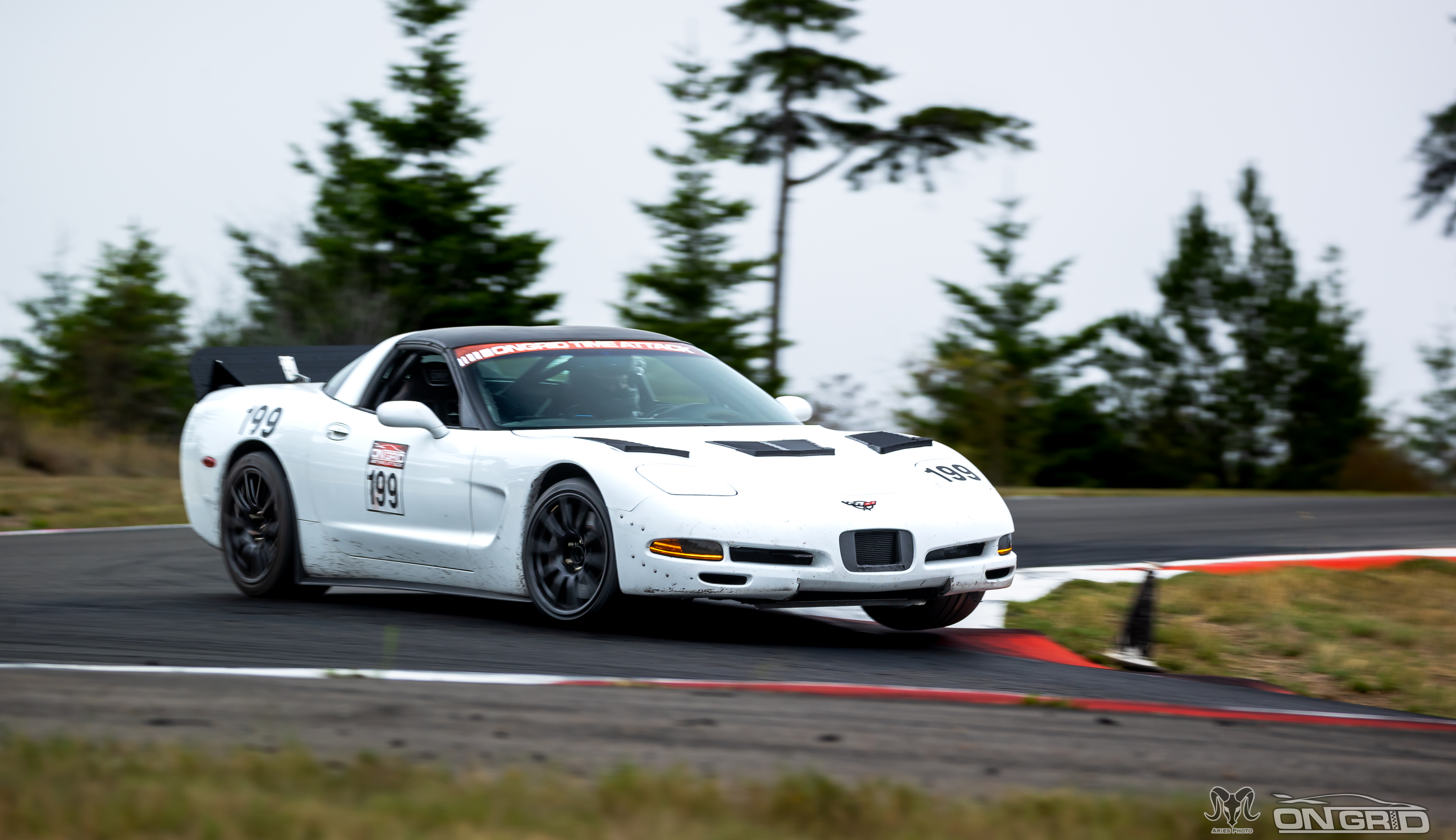 White C5 Corvette at the ridge mid corner