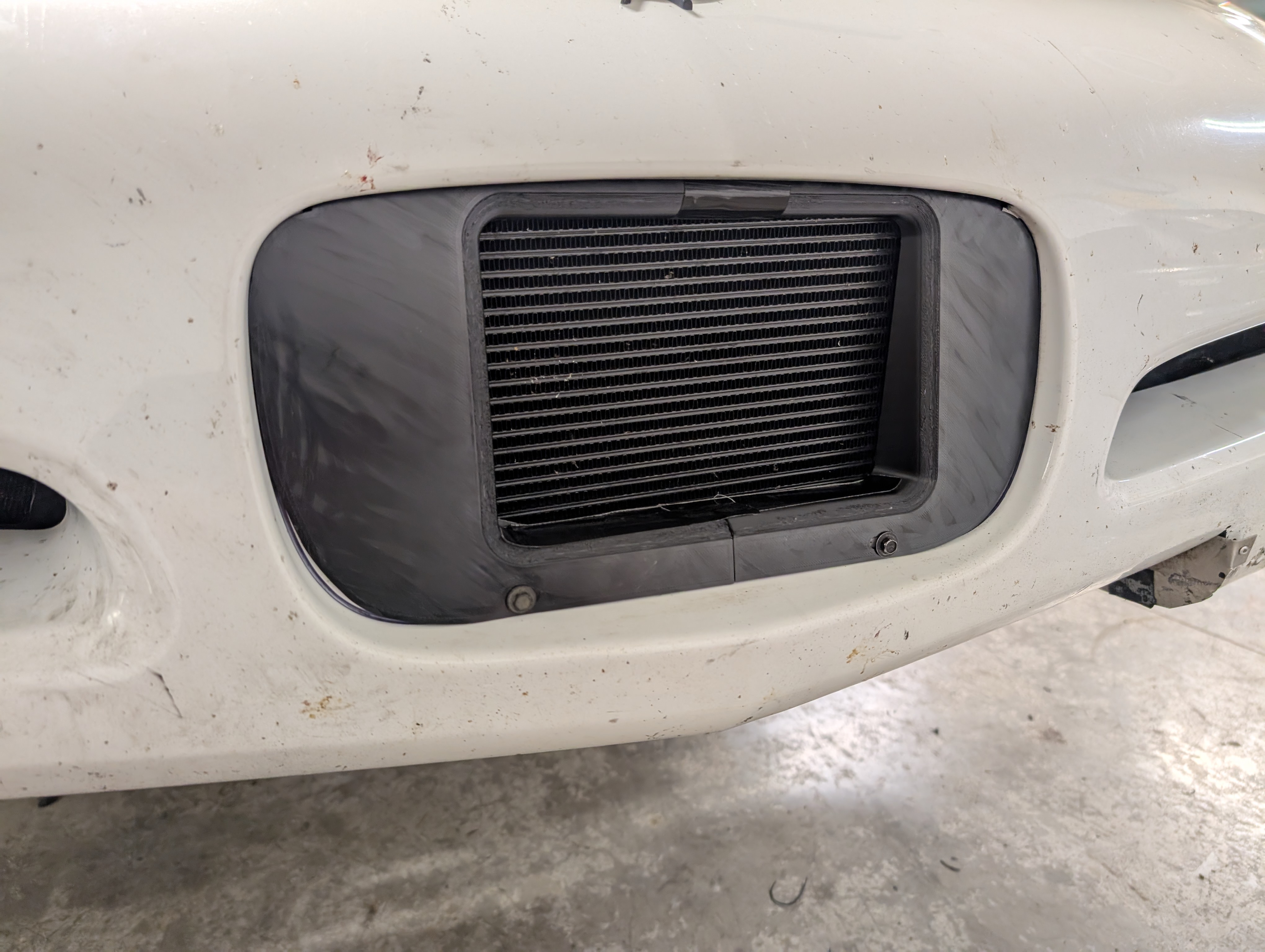 The completed 3d printed c5 corvette front oil cooler ducting.