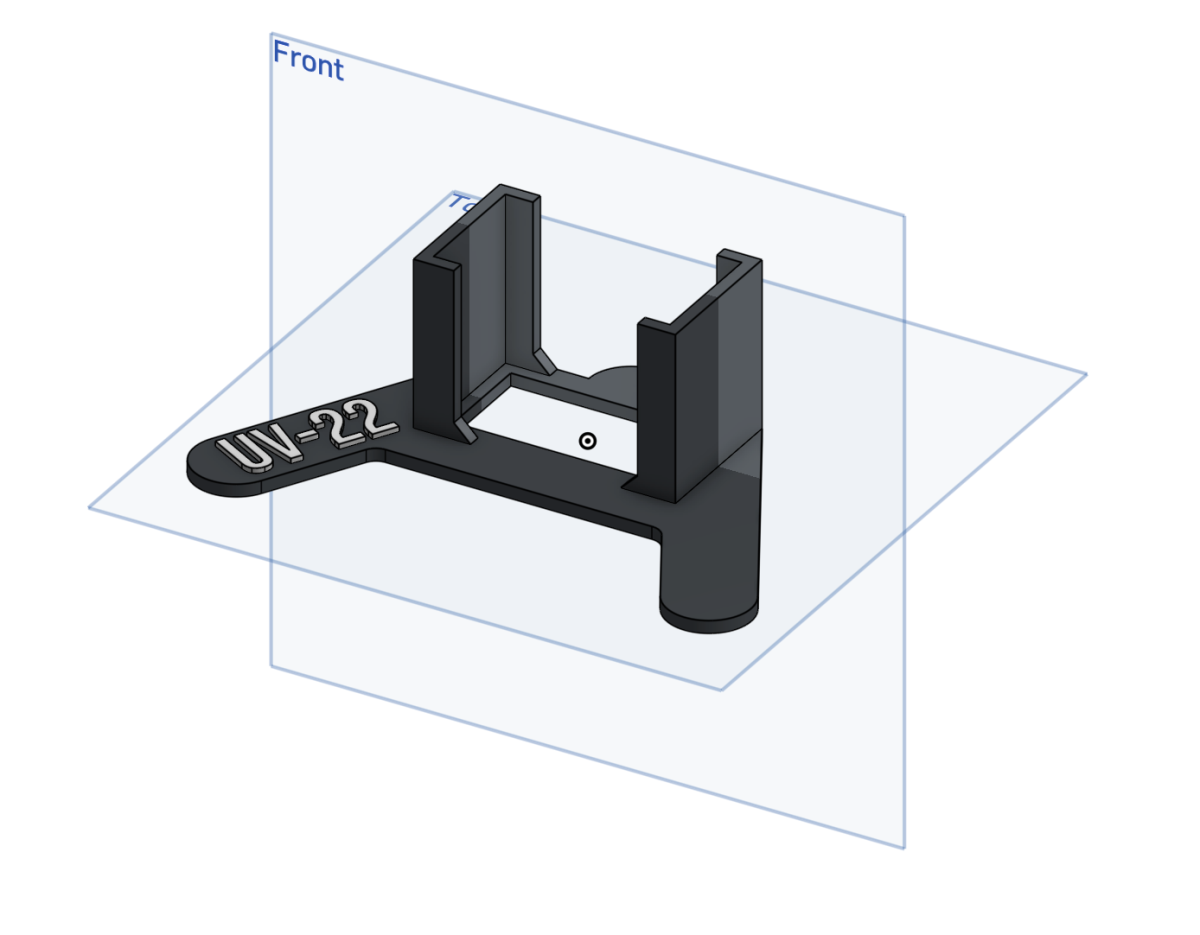 An onshape display of a Baofeng UV 22 stand