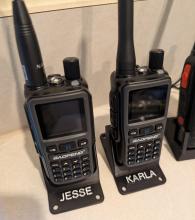 A pair of UV-5R mini's in desktop stands