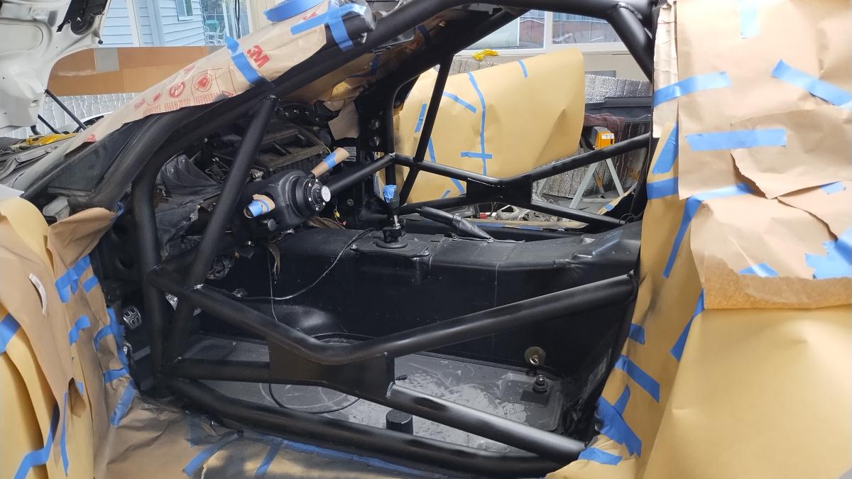Painted front section of the Trackspec C5 Corvette roll cage