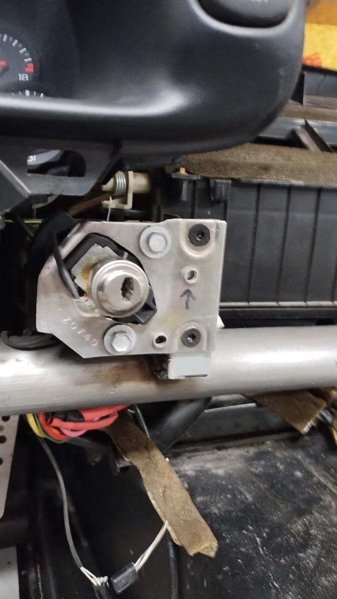A simple bracket welded onto the dashbar of the C5 Corvette Trackspec roll cage to hold the ignition in roughly the same location as factory. This configuration also allows easy removal if necessary in the future.
